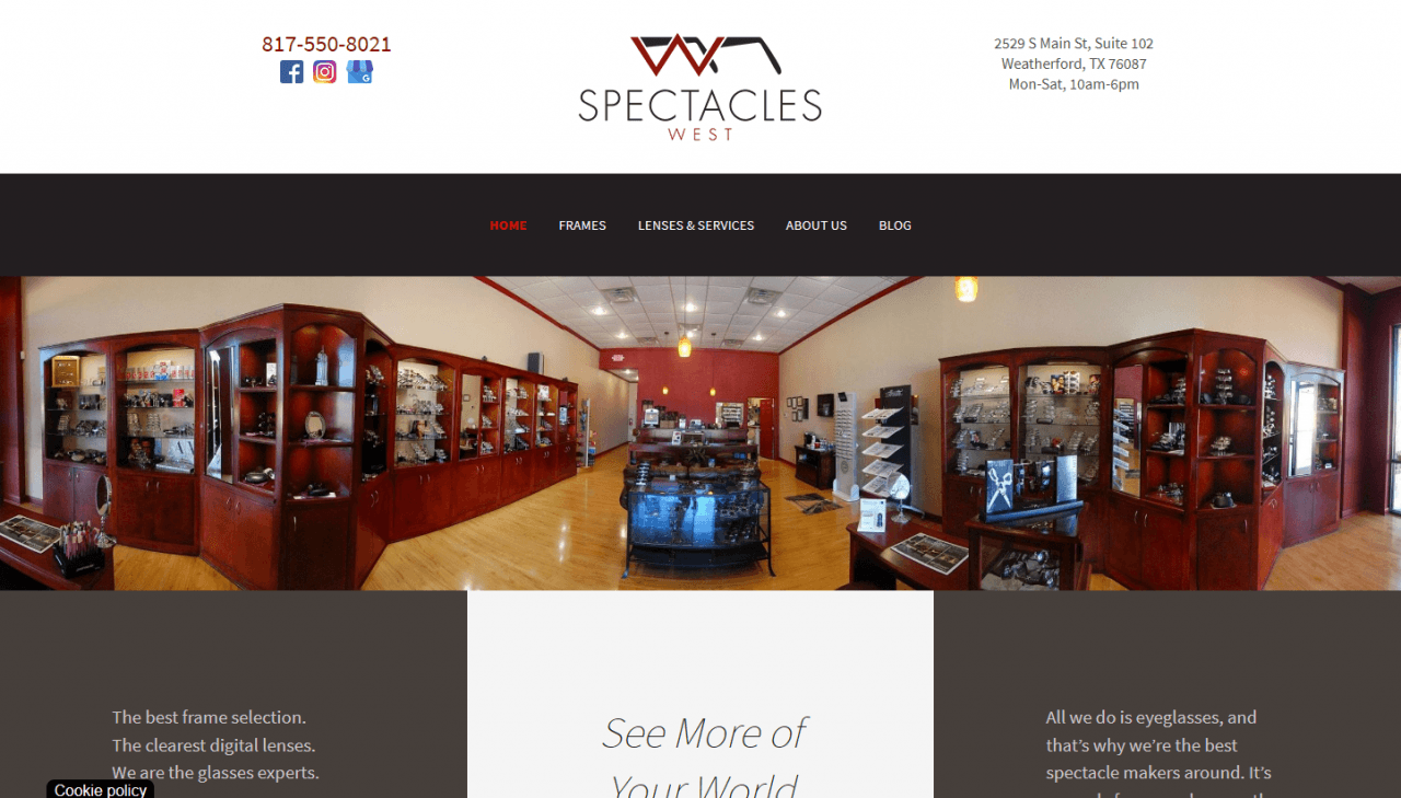 spectacles_west_home_page_screenshot
