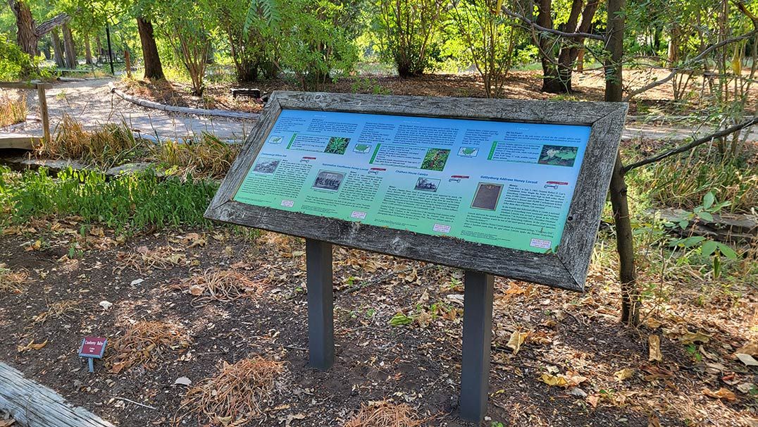 Historic Tree Trail Sign in Clark Gardens