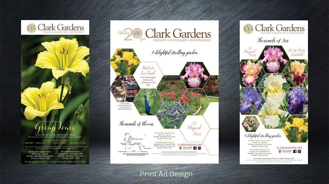 Advertising design for Clark Gardens