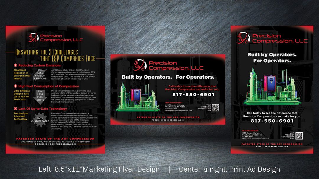 Brochure and advertising design for Precision Compression